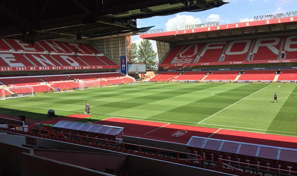 Corner of The City Ground between the Brian Clough Stand and the Trent End